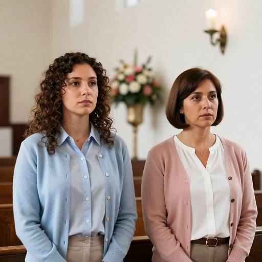 Two Women in Church Pew Portrait