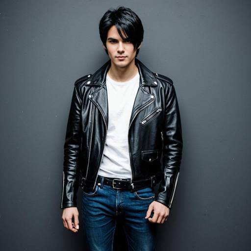 Young Man in Black Leather Jacket