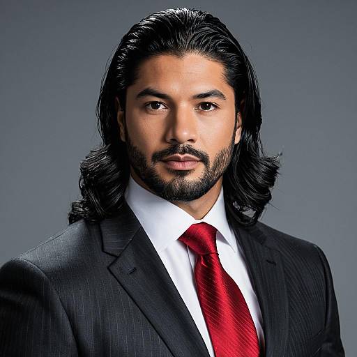 Confident Man in Formal Suit with Red Tie