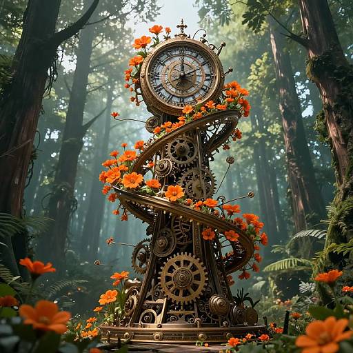 Cyberpunk Clockwork Forest Dream