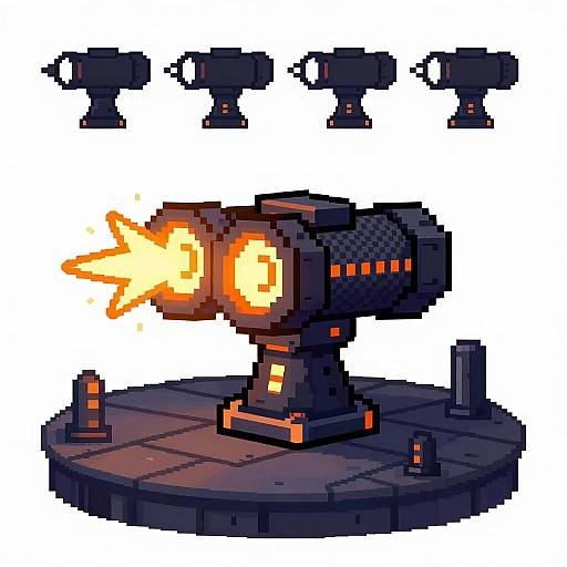 Minimalist Quad-Barrel Energy Turret Sprite