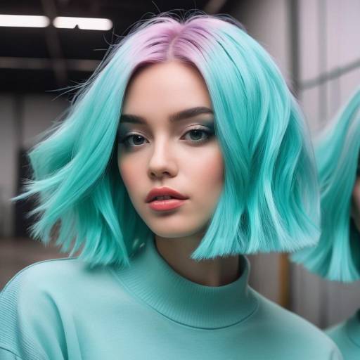 Portrait of woman with vibrant turquoise hair