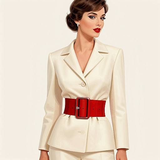 Vintage Sophisticated Woman in Cream Suit