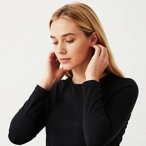 Blonde Woman in Black Top Portrait