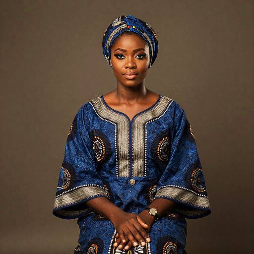 Nigerian Woman in Traditional 1980s Ankara Outfit