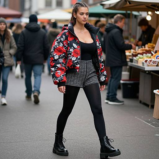 Athletic Woman in Urban Lithograph Style