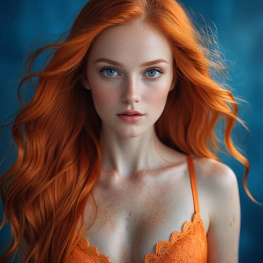 Redhead woman with flowing hair