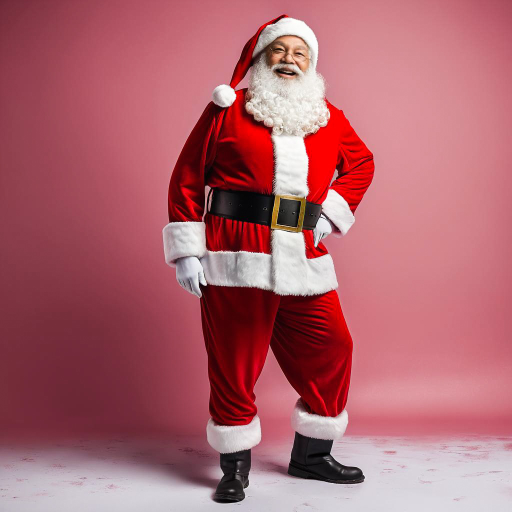 Jolly Elderly Man in Santa Costume