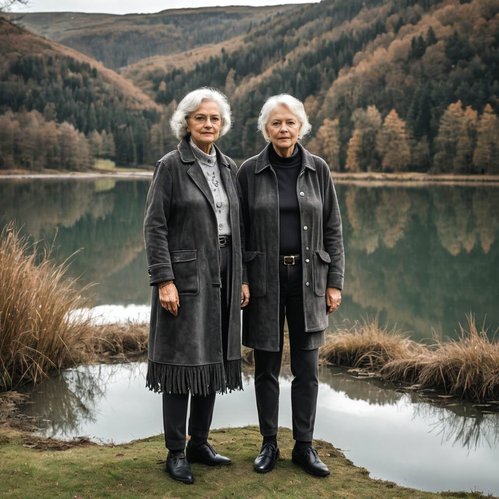 Elderly Couple by Serene Lakeside