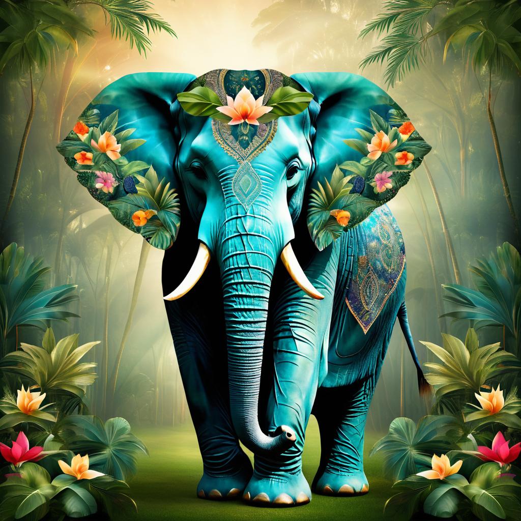 Majestic Floral Elephant in Serene Jungle