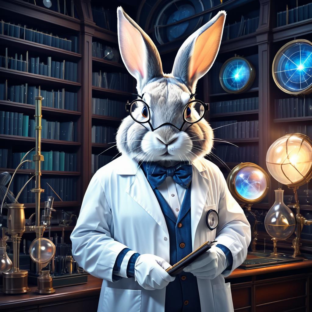 Scientific Rabbit in Elegant Digital Art