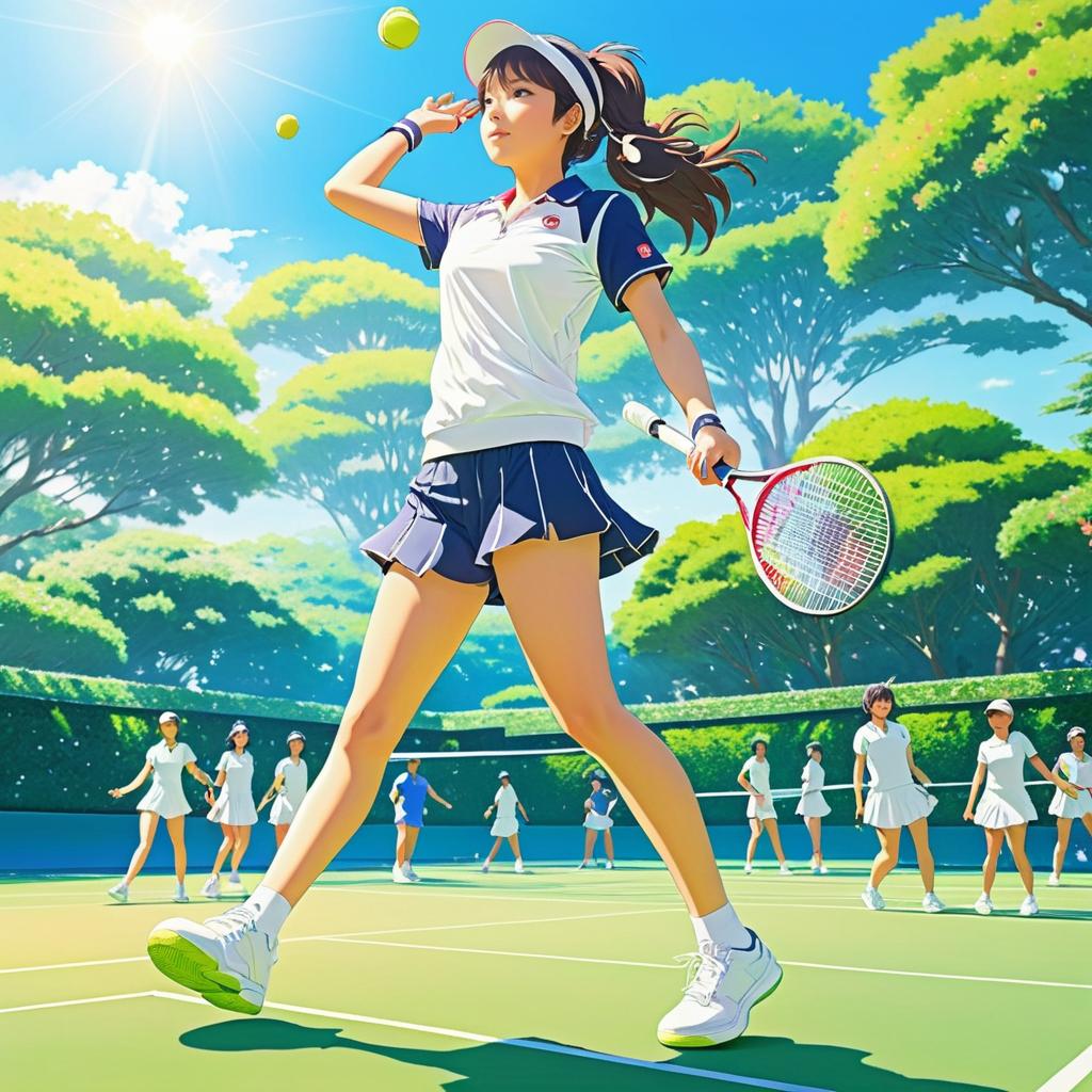 Anime-Inspired High School Tennis Player