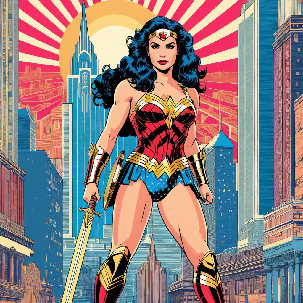 Vintage 80's Wonder Woman Illustration