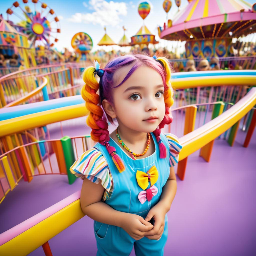 Playful Carnival Scene with Young Girl