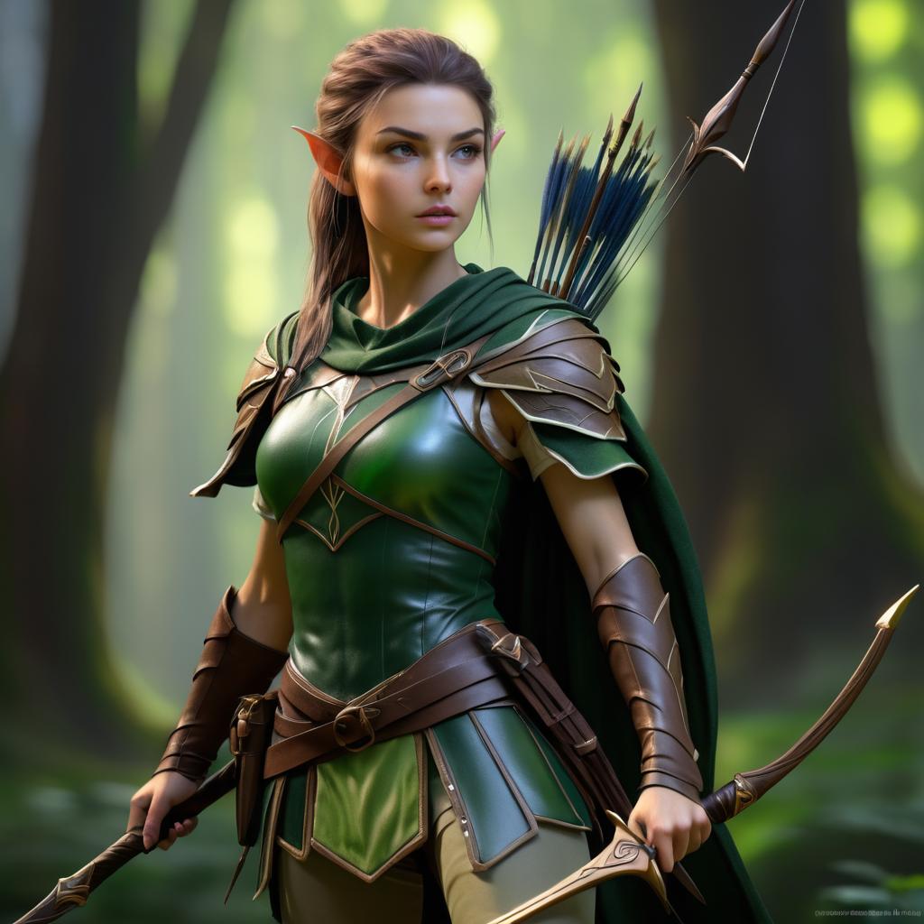 Hyperrealistic Half-Elf Ranger Artwork