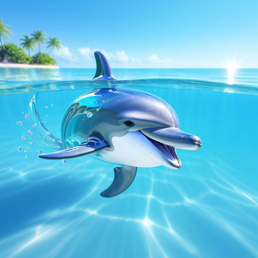 Joyful Dolphin in Sparkling Ocean Scene