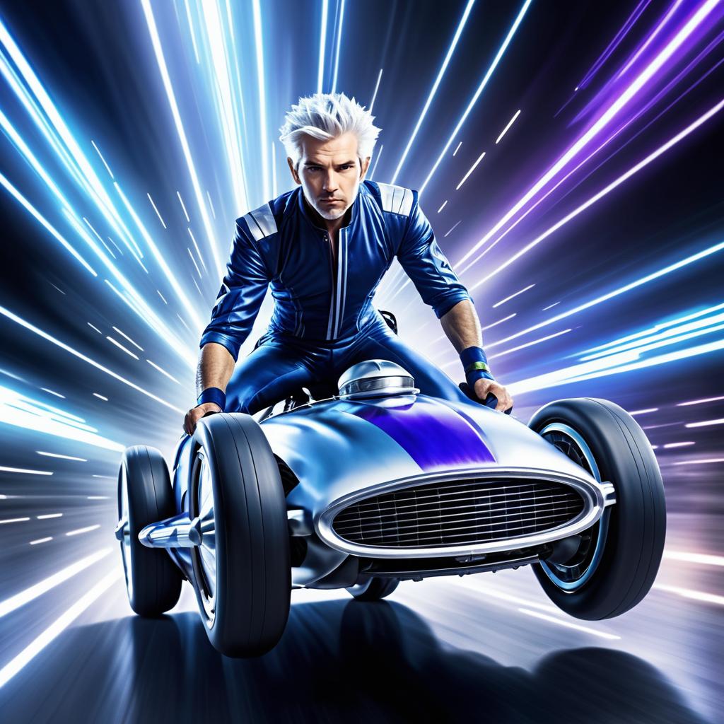 Dynamic Silver-Haired Time-Traveling Racer