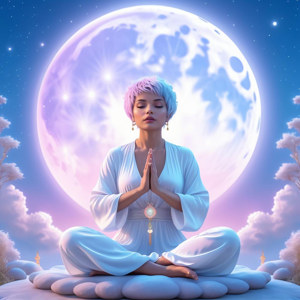 Serene Pixie Meditating Under Moonlight