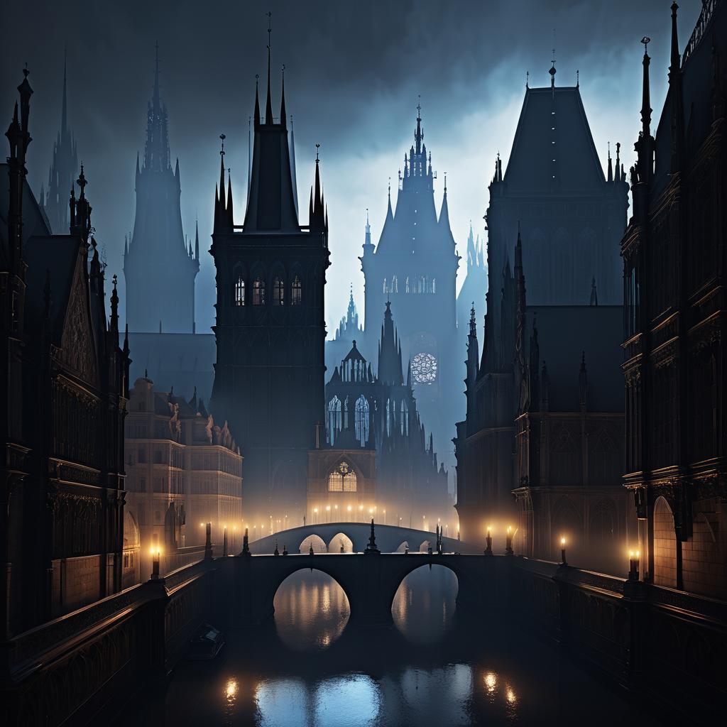 Neo-Gothic Prague in Mystical Atmosphere