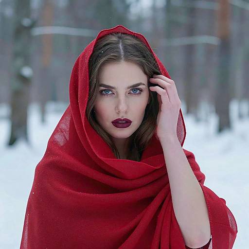 Serene Winter Portrait with Sheer Scarf