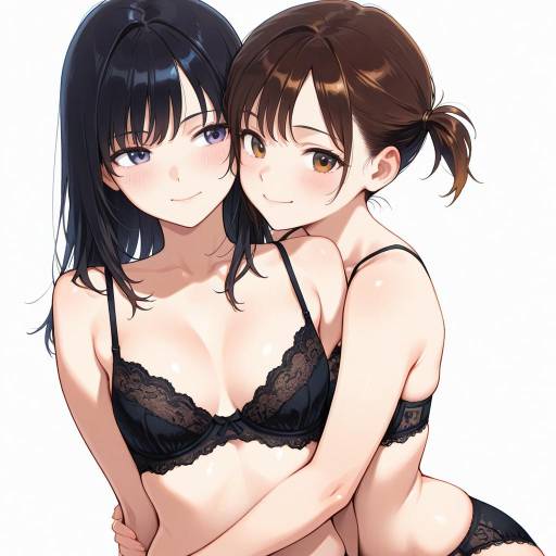 Sensual Embrace: Fashionable Duo in Lingerie Sensual Embrace: Fashionable Duo in Lingerie