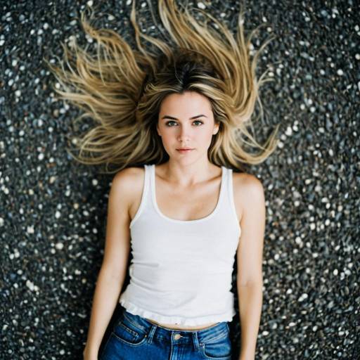 Blonde Woman Lying on Pebbles