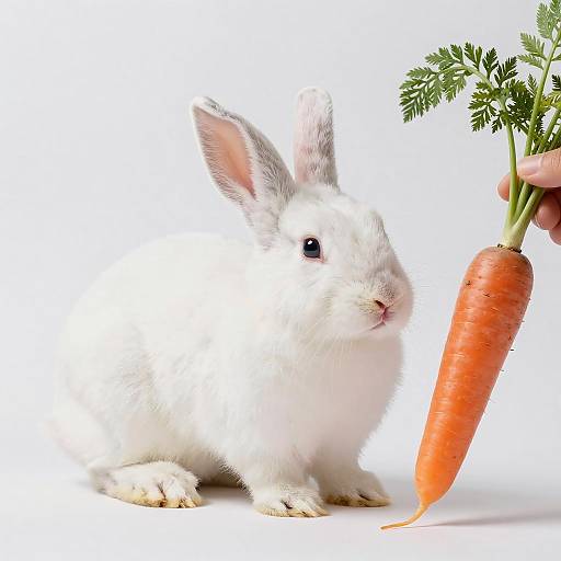Charming White Rabbit with Carrot