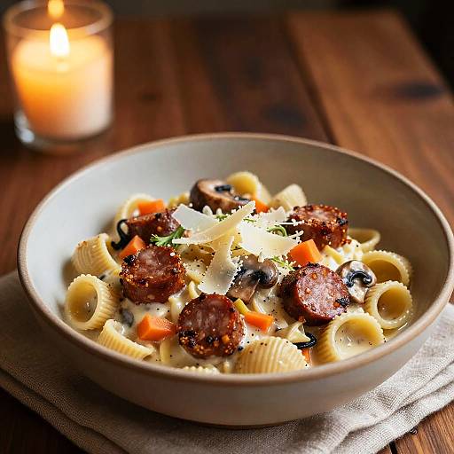 Candlelit Orecchiette with Salsiccia and Mushrooms