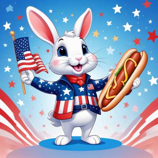 Patriotic Cartoon Rabbit Celebration