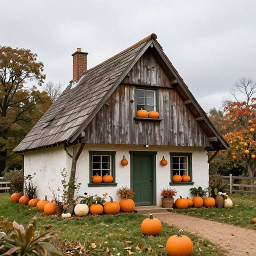 Cozy Pumpkin Cottage Scene