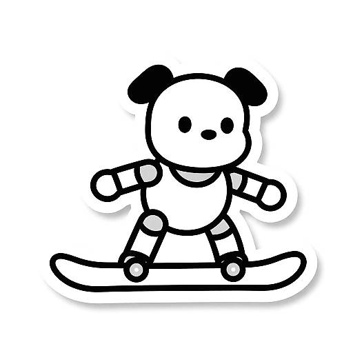 Robotic Dog Snowboarding Sticker Art