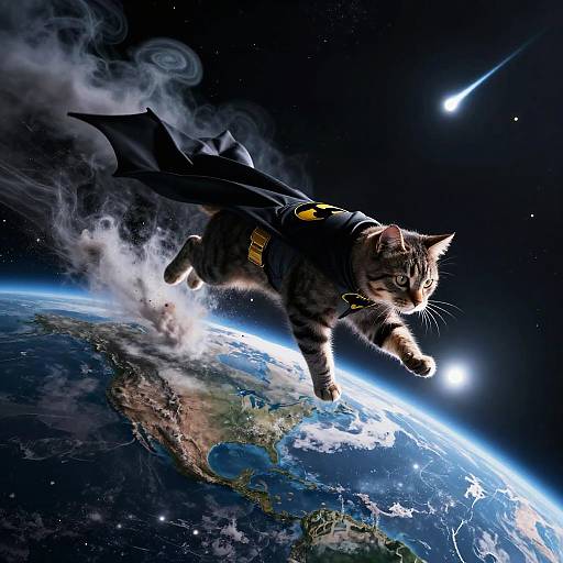 Chartreux Meteor Cat in Batman Suit