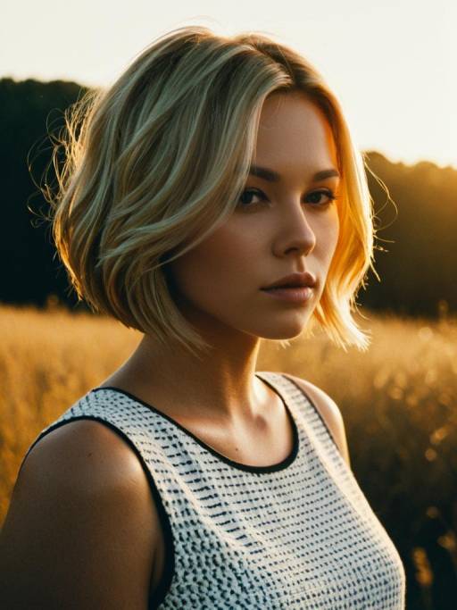 Golden Hour Portrait with Bob Hairstyle