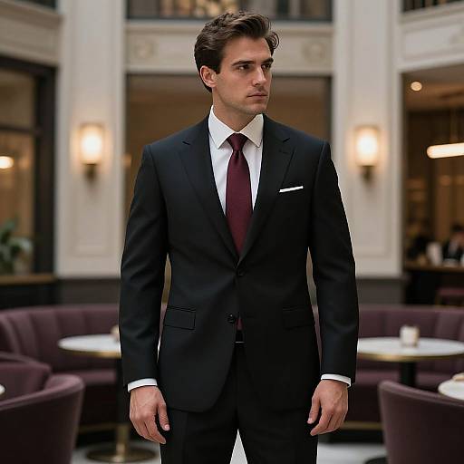 Man in Formal Suit in Urban Lounge