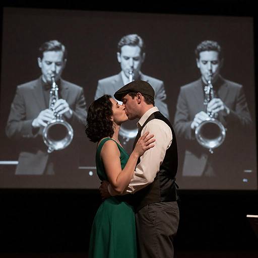 Romantic Jazz Scene in Black and White