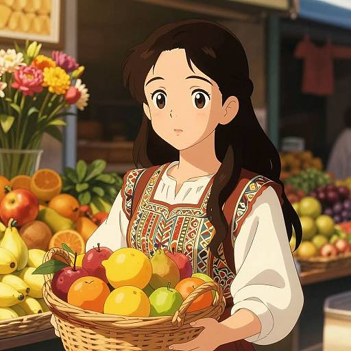 Spanish Anime Girl in Market