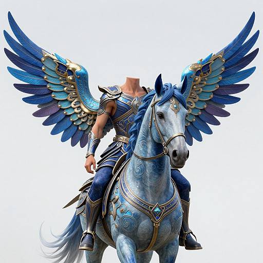 Headless Man on Winged Horse