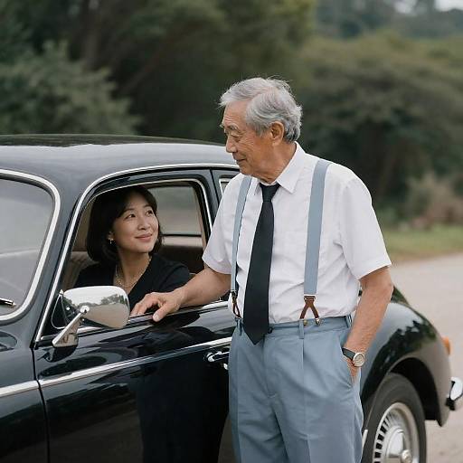 Charming Vintage Car Portrait with Couple