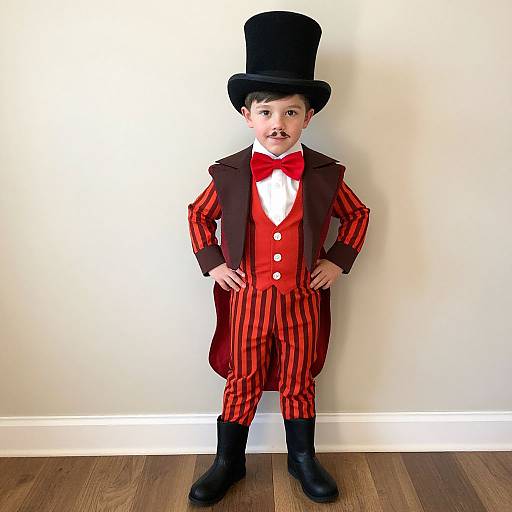 Young Ringmaster in Striped Costume