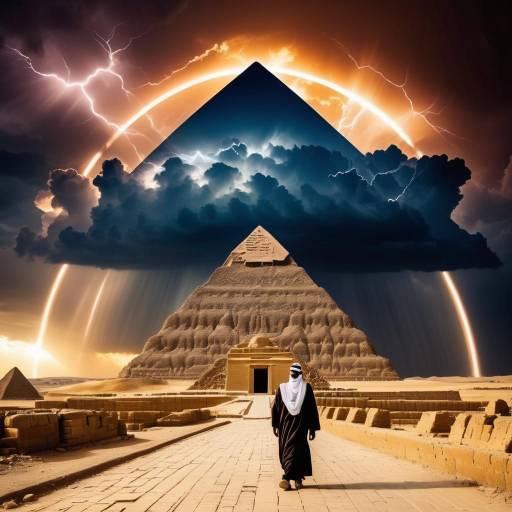 Mesopotamian God Anu with Cosmic Halo and Pyramids
