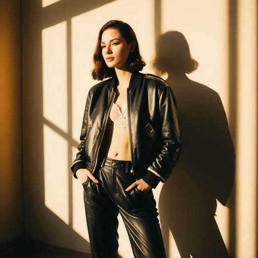Androgynous Model in Black Leather Outfit