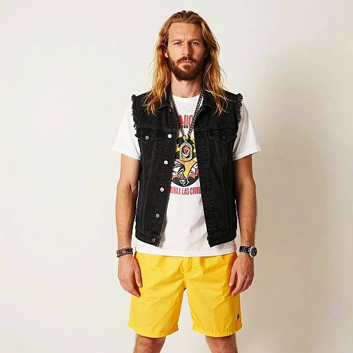 Blonde Bearded Raver in Yellow Shorts