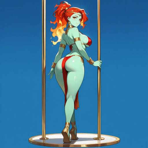 Fiery Red-Haired Gymnast Striking a Pose Fiery Red-Haired Gymnast Striking a Pose