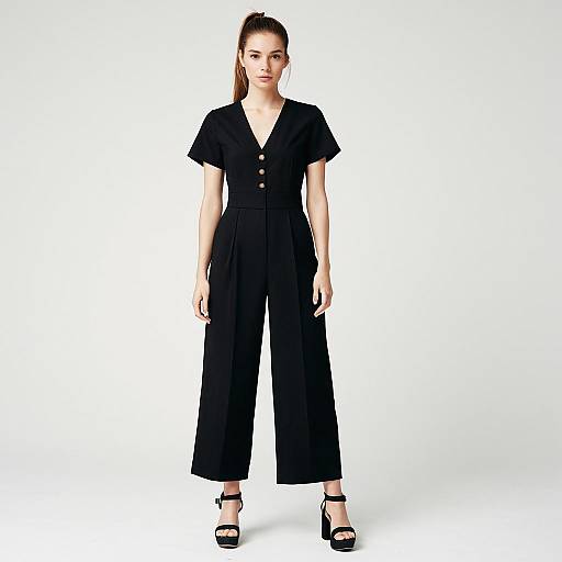 Minimalist Chic Woman in Black Jumpsuit