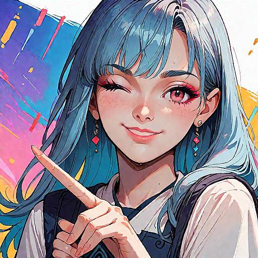 Smiling Anime Girl Finger Frame