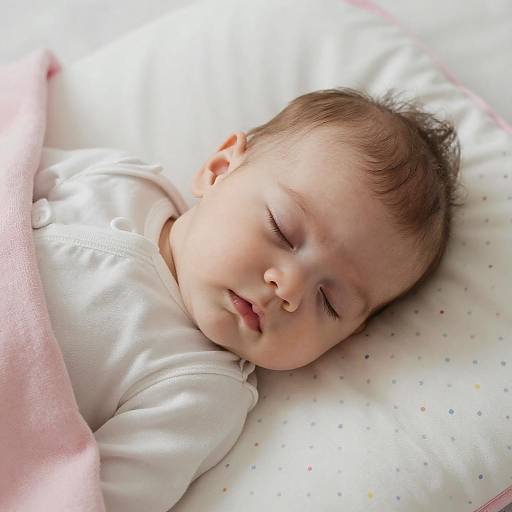 Peaceful Baby Sleeping on Polka Dot Pillow