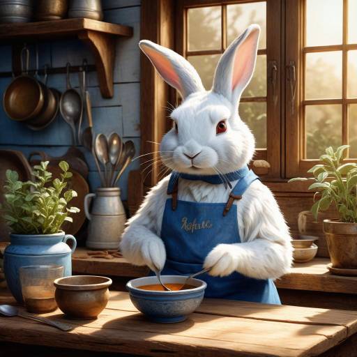 Charming Rabbit in Cozy Rustic Kitchen
