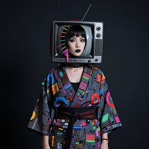 Punk Goth Cosmonaut with TV Head