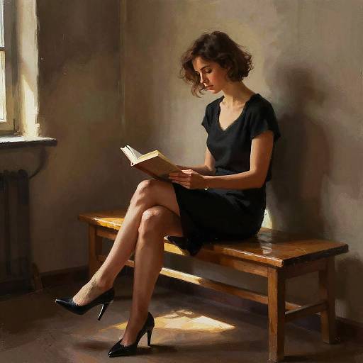 Painterly Digital Woman Reading Scene
