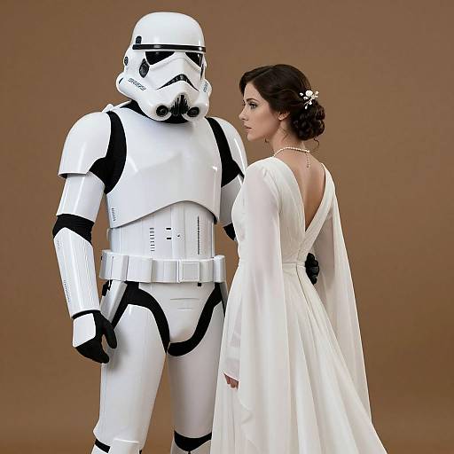 Stormtrooper and Elegant Woman Contrast